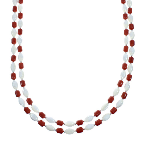 Multicolor Genuine Sterling Silver 2-Strand Bead Necklace X10795