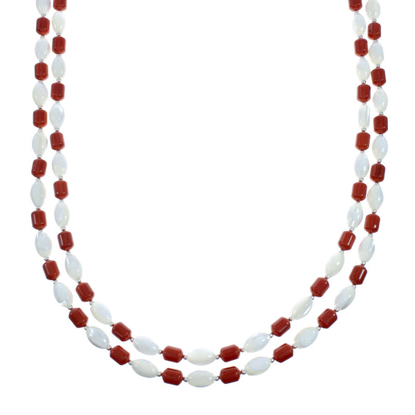 Multicolor Genuine Sterling Silver 2-Strand Bead Necklace X10795