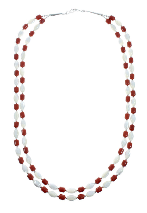 Multicolor Genuine Sterling Silver 2-Strand Bead Necklace X10795