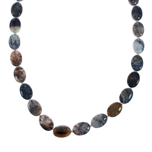 Southwest Sterling Silver Gray Jasper Bead Necklace X10797