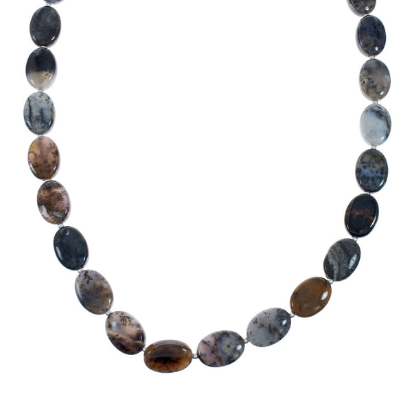 Southwest Sterling Silver Gray Jasper Bead Necklace X10797