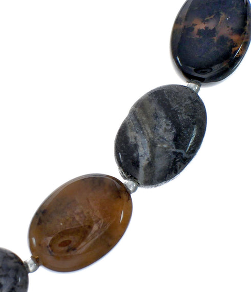 Southwest Sterling Silver Gray Jasper Bead Necklace X10797