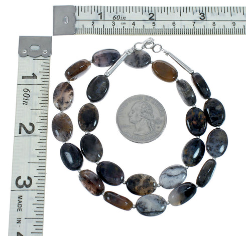 Southwest Sterling Silver Gray Jasper Bead Necklace X10797