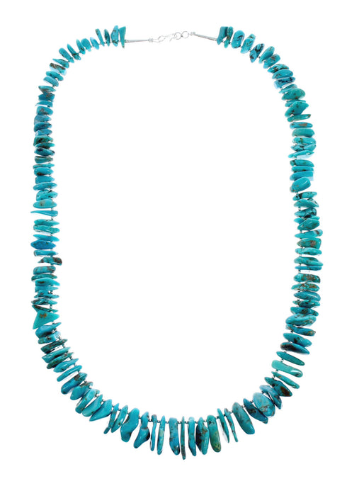 Authentic Navajo Turquoise Sterling Silver Bead Necklace X10806