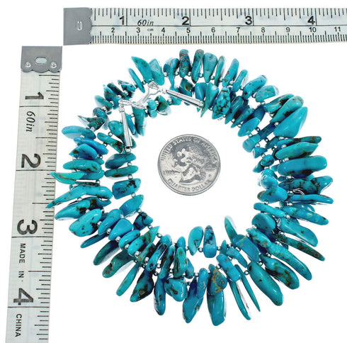 Authentic Navajo Turquoise Sterling Silver Bead Necklace X10806