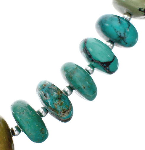 Native American Sterling Silver And Turquoise Navajo Bead Necklace X10808