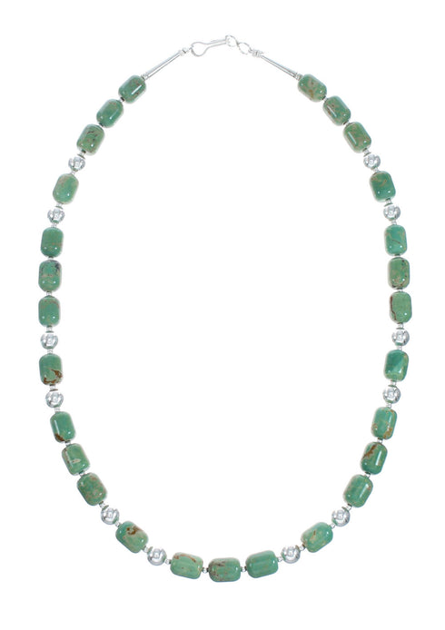 Native American Sterling Silver And Turquoise Navajo Bead Necklace X10809