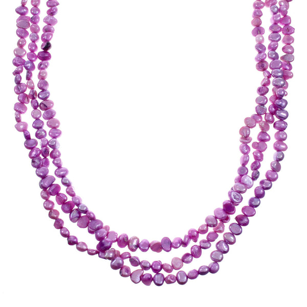 Freshwater Pink Pearl Sterling Silver Native American Bead Necklace X10836