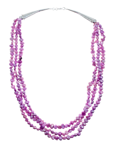 Freshwater Pink Pearl Sterling Silver Native American Bead Necklace X10836