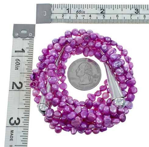 Freshwater Pink Pearl Sterling Silver Native American Bead Necklace X10836