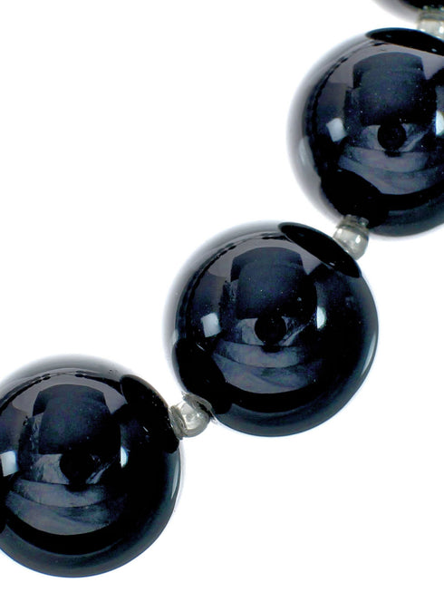 Authentic Onyx Sterling Silver Native American Bead Necklace X10838