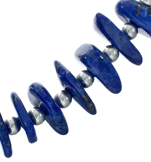 Southwestern Lapis Genuine Sterling Silver Bead Necklace X10842