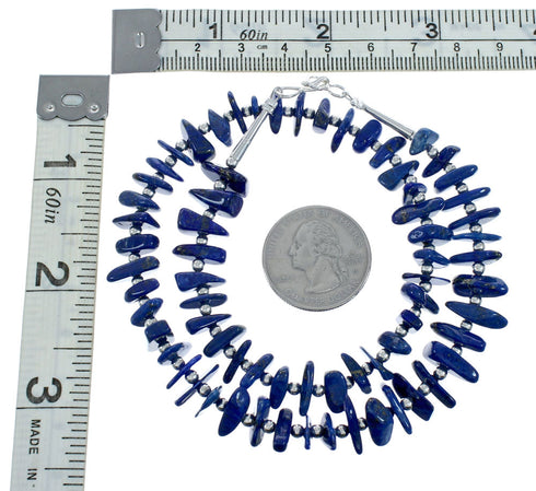 Southwestern Lapis Genuine Sterling Silver Bead Necklace X10842