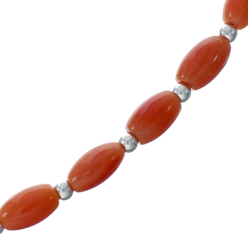 Southwestern Authentic Sterling Silver Coral Bead Necklace X10844