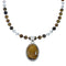 Native American Tiger Eye And Sterling Silver Pendant Bead Necklace X10849