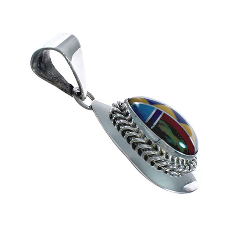 Navajo Manmade Multicolor Inlay Pendant X10958