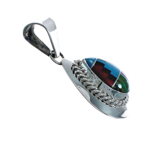 Navajo Manmade Multicolor Inlay Pendant X10959