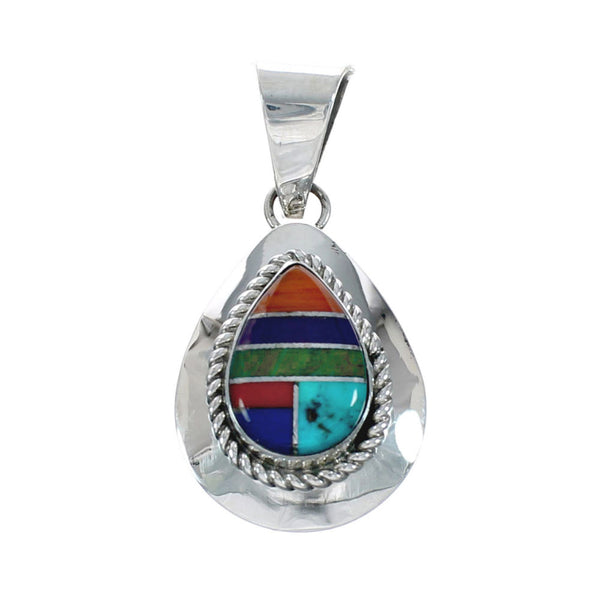 Navajo Manmade Multicolor Inlay Pendant X10960