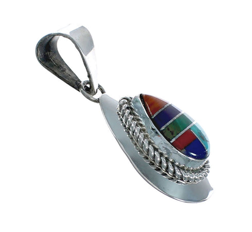 Navajo Manmade Multicolor Inlay Pendant X10960