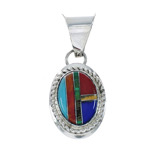 Navajo Manmade Multicolor Inlay Pendant X10962