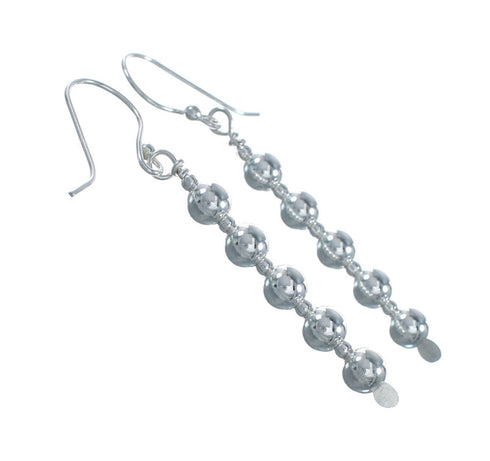 Navajo Sterling Silver Bead Hook Dangle Earrings X10921