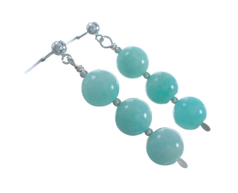 Native American Sterling Silver Amazonite Bead Post Dangle Earrings X10926