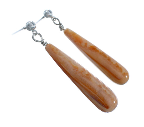 Native American Navajo Sterling Silver And Oyster Shell Post Dangle Earrings X10931