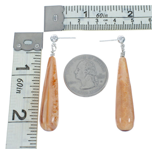 Native American Navajo Sterling Silver And Oyster Shell Post Dangle Earrings X10931