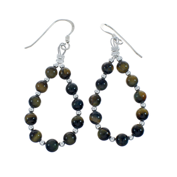Authentic Tiger Eye Bead Hook Dangle Earrings X10934