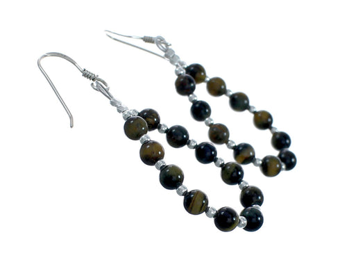 Authentic Tiger Eye Bead Hook Dangle Earrings X10934