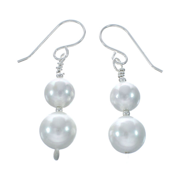 Sterling Silver Mother Of Pearl Bead Hook Dangle Earrings X10938