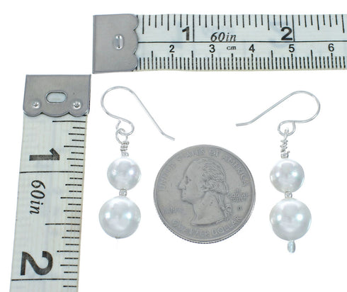 Sterling Silver Mother Of Pearl Bead Hook Dangle Earrings X10938