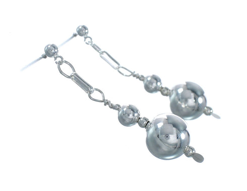 Navajo Sterling Silver Bead Post Dangle Earrings X10935