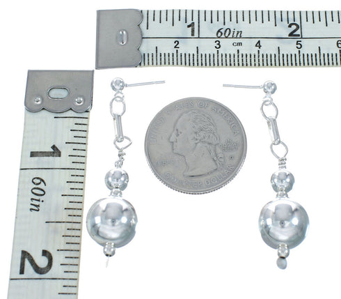 Navajo Sterling Silver Bead Post Dangle Earrings X10935