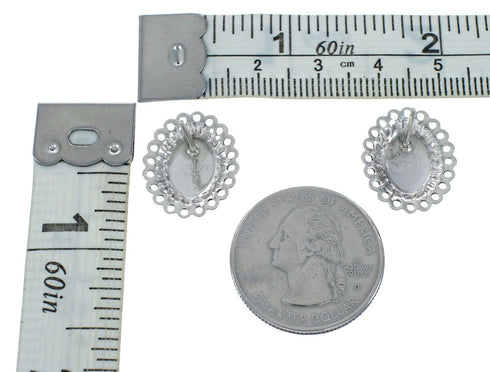 Genuine Native American Amber Sterling Silver Post Earrings X10940