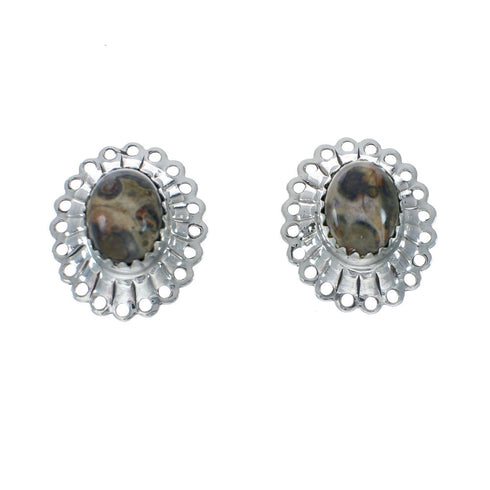 Genuine Native American Jasper Sterling Silver Post Earrings X10941