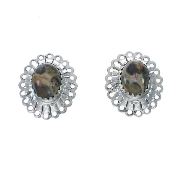 Genuine Native American Jasper Sterling Silver Post Earrings X10941