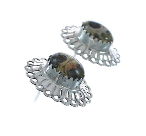Genuine Native American Jasper Sterling Silver Post Earrings X10941
