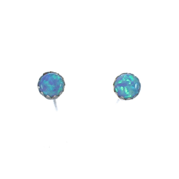 Sterling Silver Opal Zuni Post Stud Earrings X10942