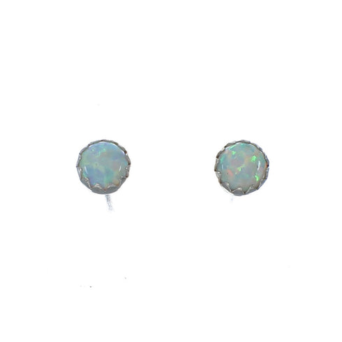 Sterling Silver Opal Zuni Post Stud Earrings X10944