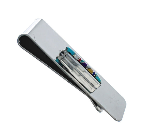 Sterling Silver And Multicolor Inlay Navajo Money Clip X10897