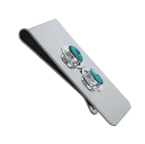 Sterling Silver And Turquoise Inlay Navajo Money Clip X10905