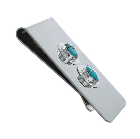 Sterling Silver And Turquoise Inlay Navajo Money Clip X10906