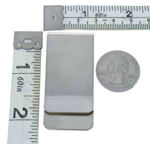 Sterling Silver And Turquoise Inlay Navajo Money Clip X10913