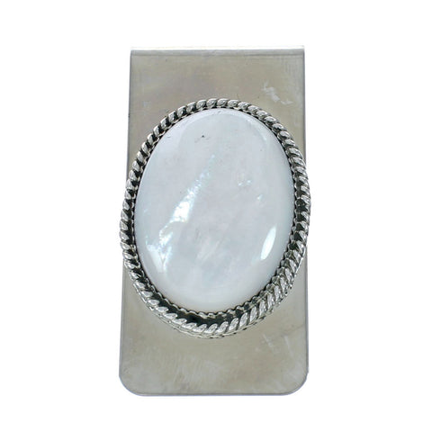Genuine Navajo Mother Of Pearl Sterling Silver Money Clip X10869