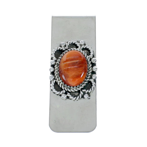 Genuine Navajo Oyster Shell Sterling Silver Money Clip X10873