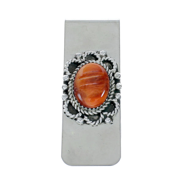 Genuine Navajo Oyster Shell Sterling Silver Money Clip X10873