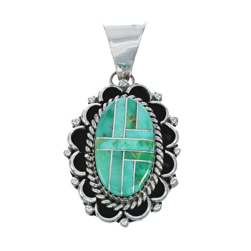 Navajo Turquoise Sterling Silver Inlay Pendant X10863