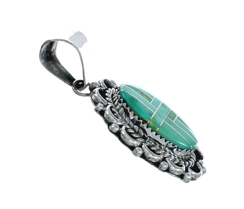 Navajo Turquoise Sterling Silver Inlay Pendant X10863