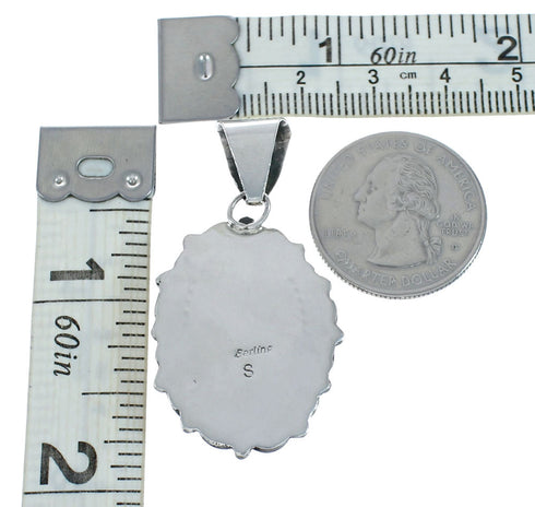 Navajo Turquoise Sterling Silver Inlay Pendant X10863